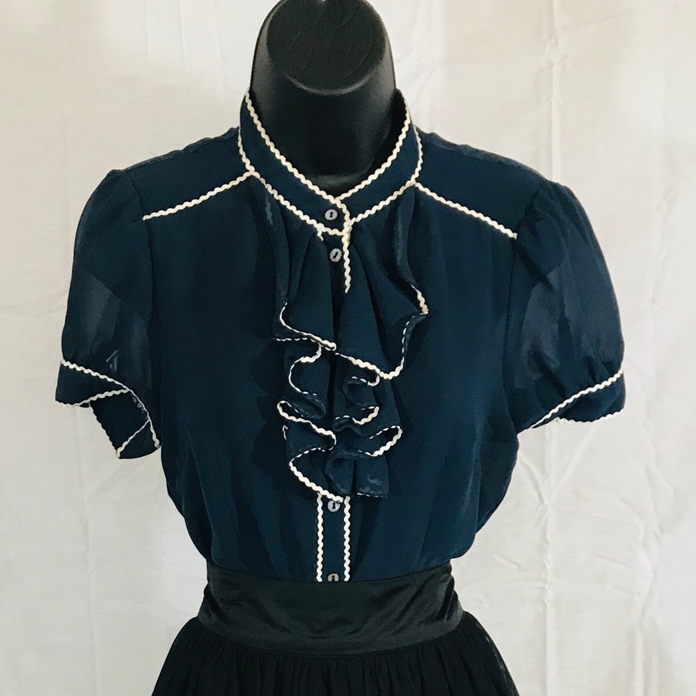 2/$24 Forever 21 Navy Sailor Sheer Blouse
